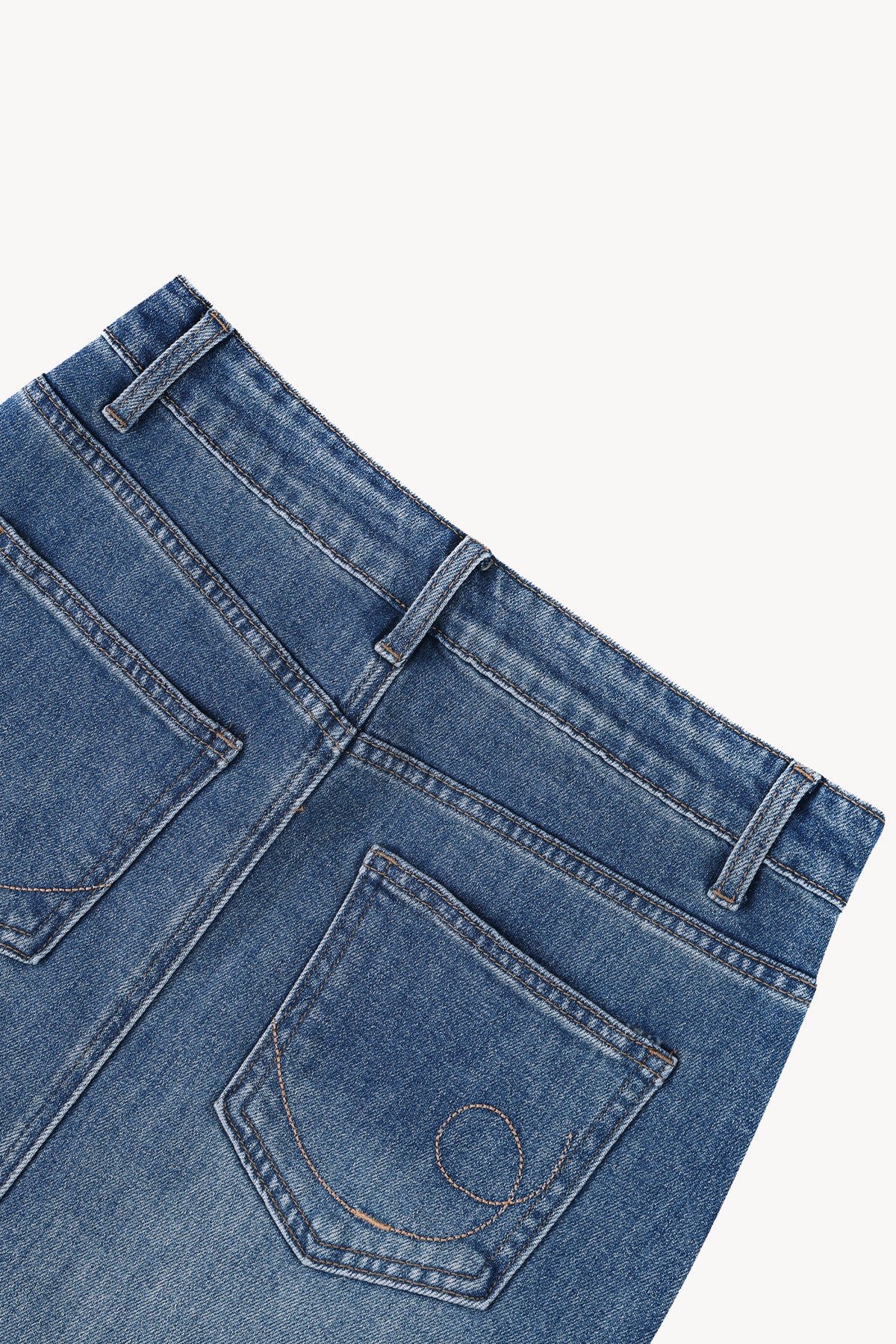 Vintage Wash Denim Skirt - Blue