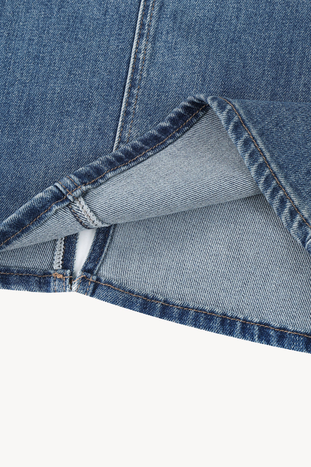 Vintage Wash Denim Skirt - Blue