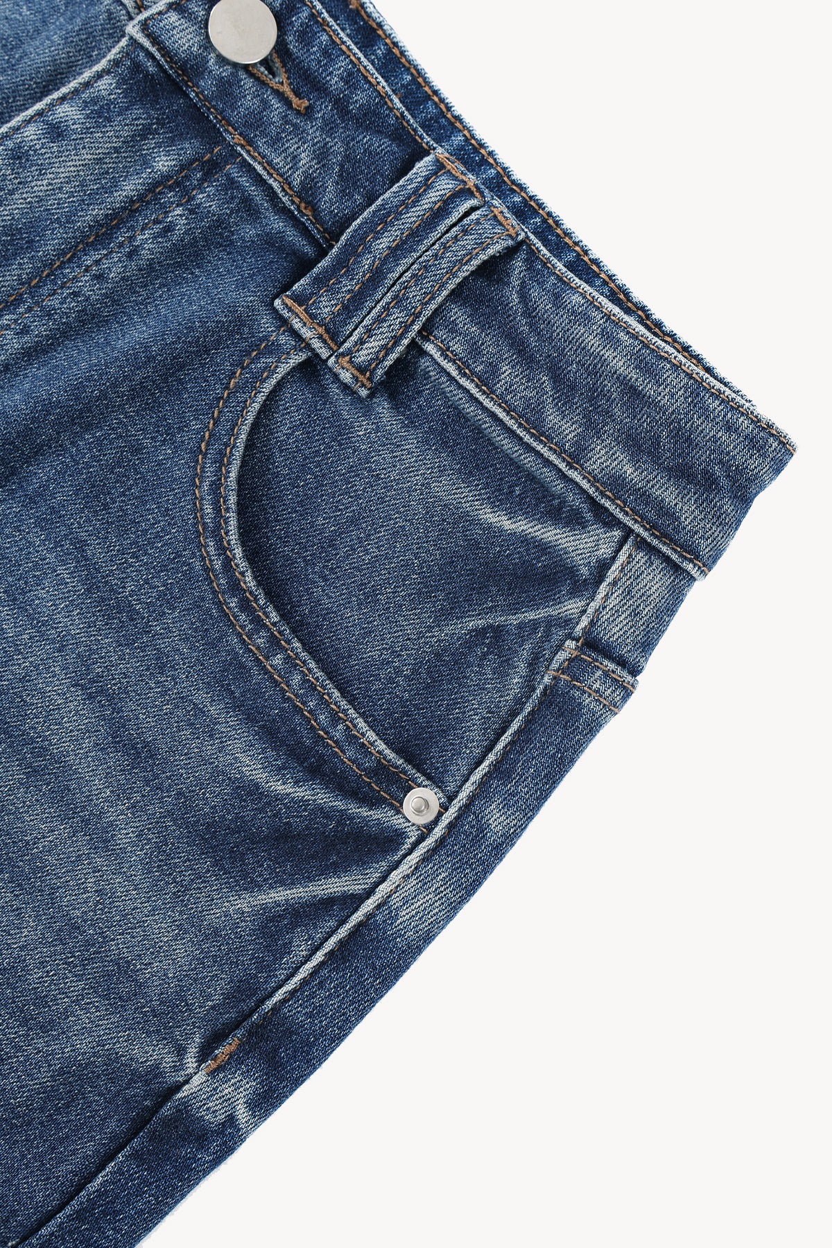 Vintage Wash Denim Skirt - Blue