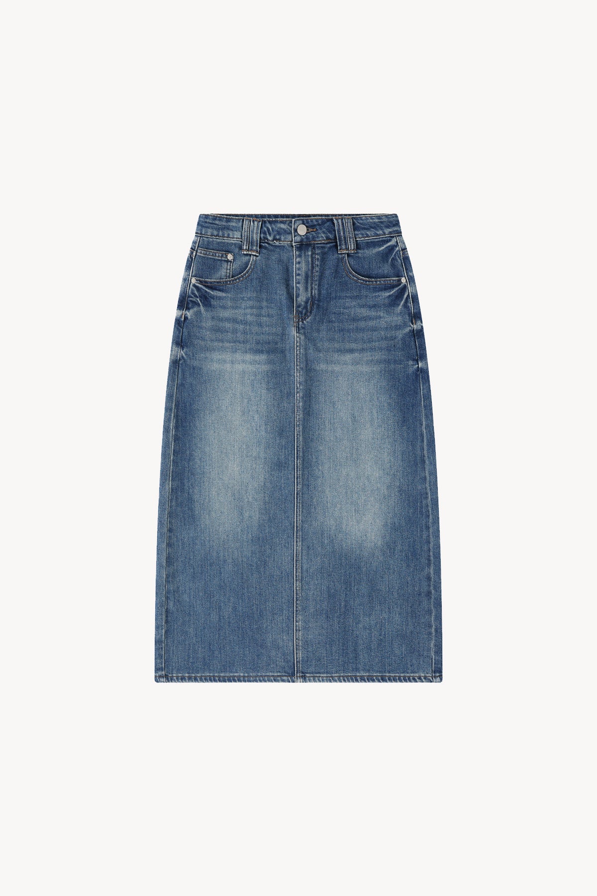 Vintage Wash Denim Skirt - Blue