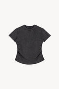 Vintage Washed Bodycon Cotton T-Shirt - Black