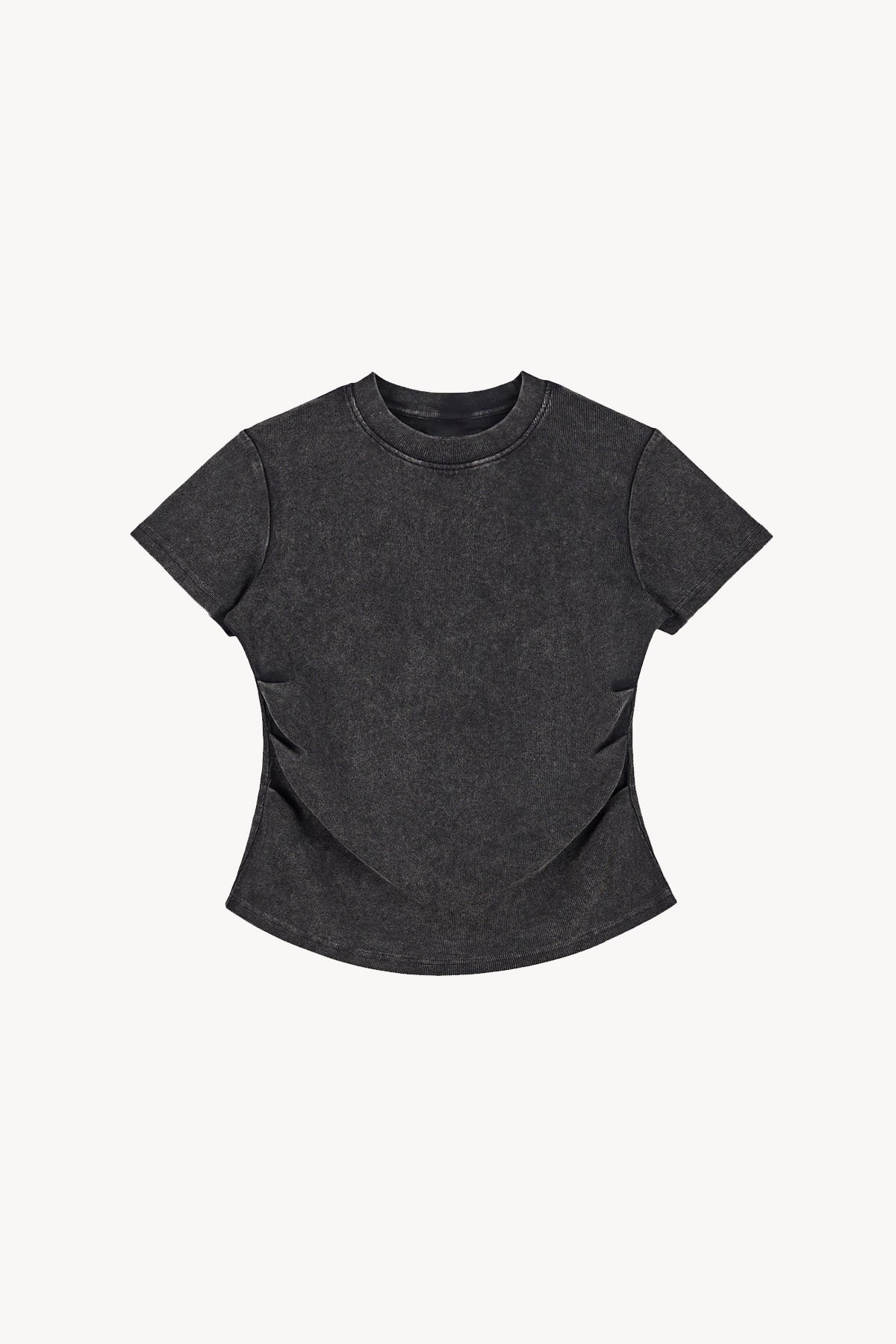 Vintage Washed Bodycon Cotton T-Shirt - Black