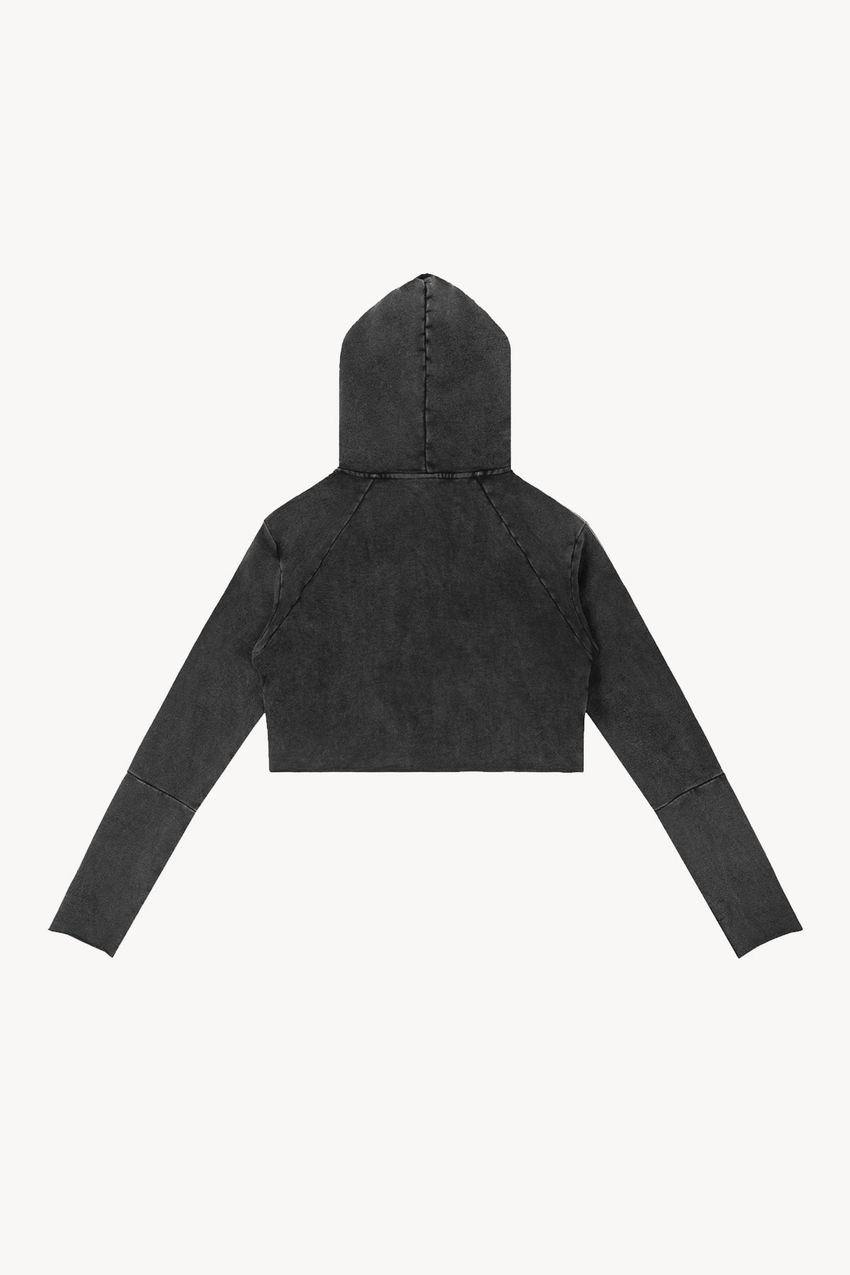 Vintage Washed Raw Edge Hoodie - Black