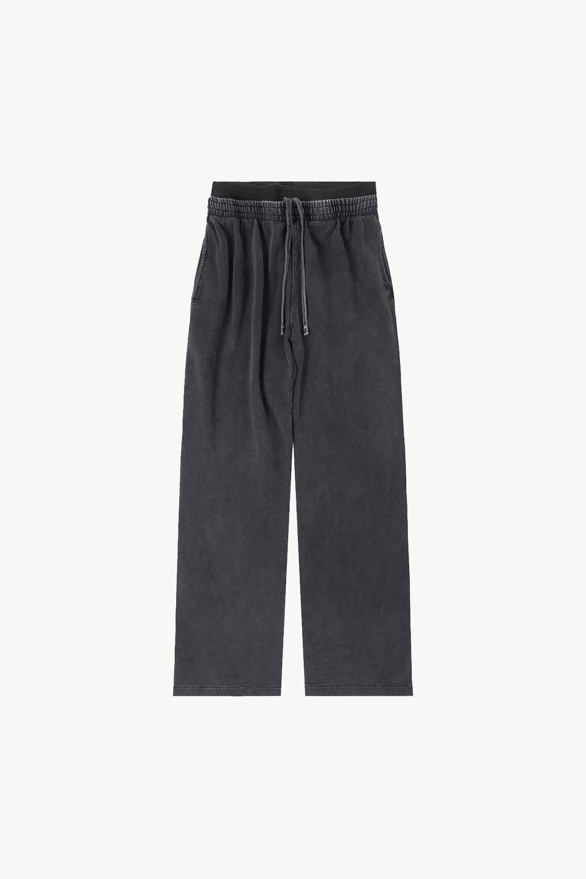 Vintage Washed Waist Pants - Black