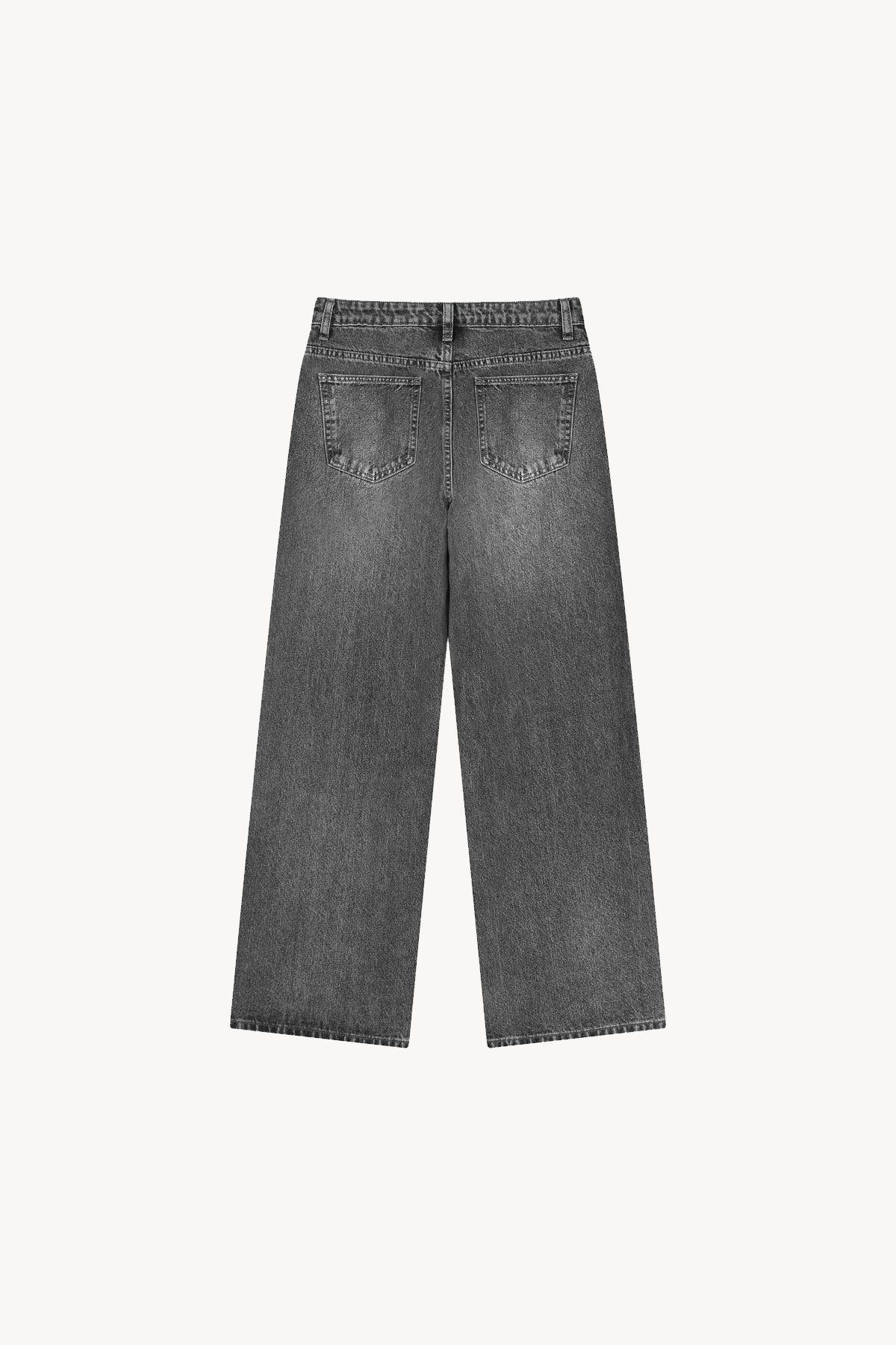 Wide Leg Striped Denim Jeans - Black