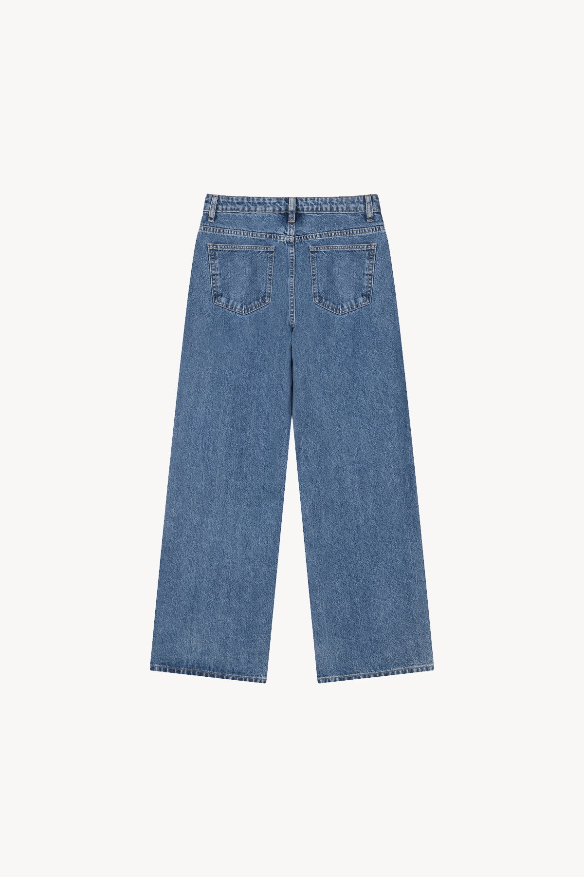 Wide Leg Striped Denim Jeans - Blue