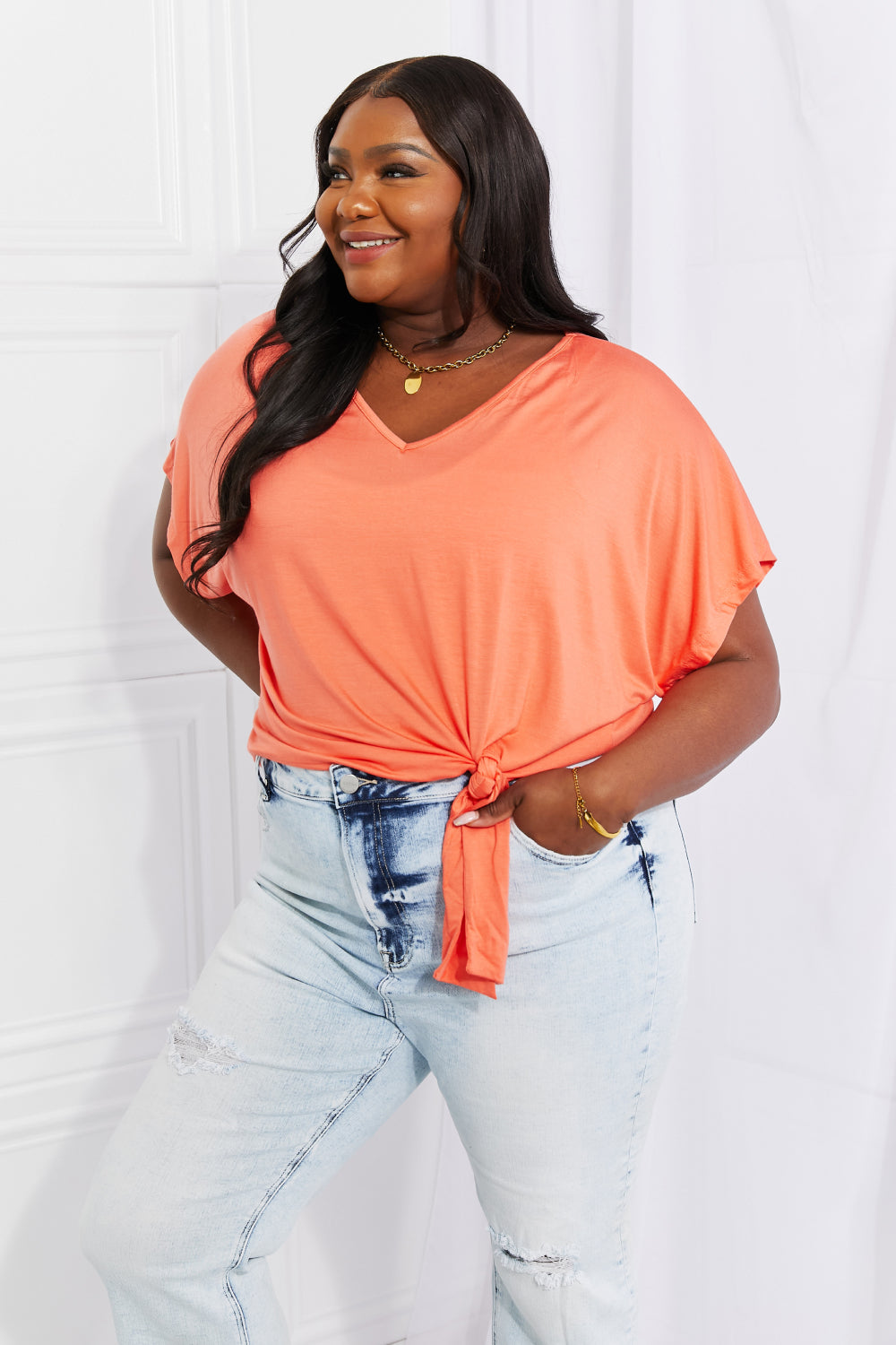 Just Peachy Tied Blouse
