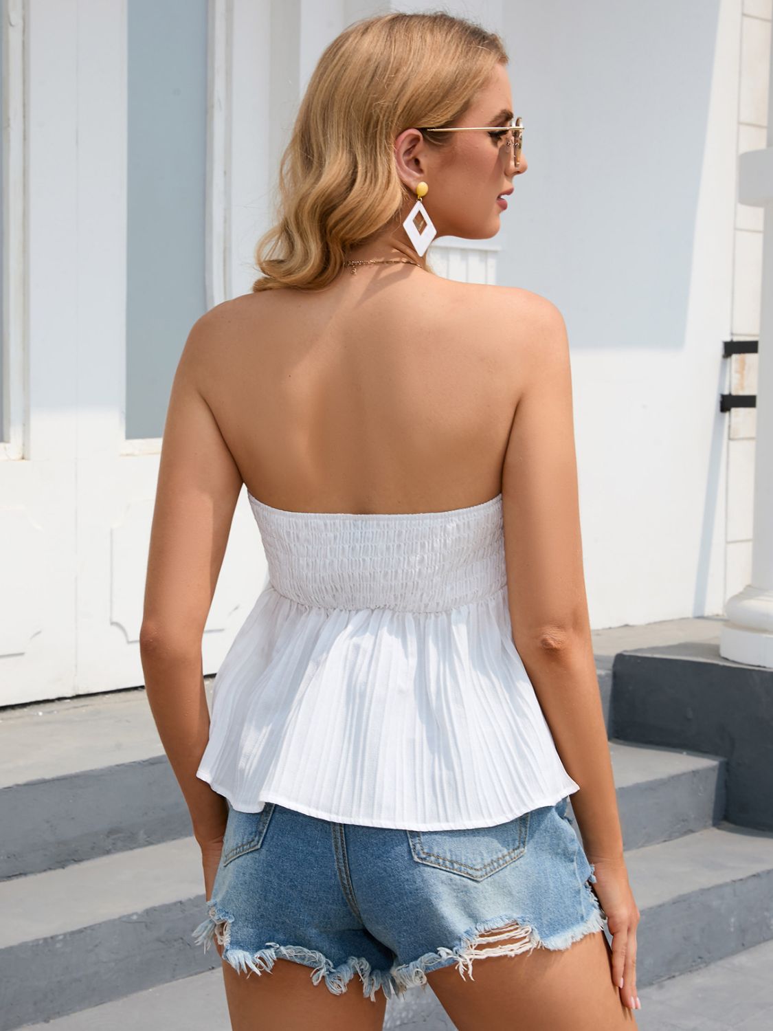 Waiting For You Strapless Peplum Top