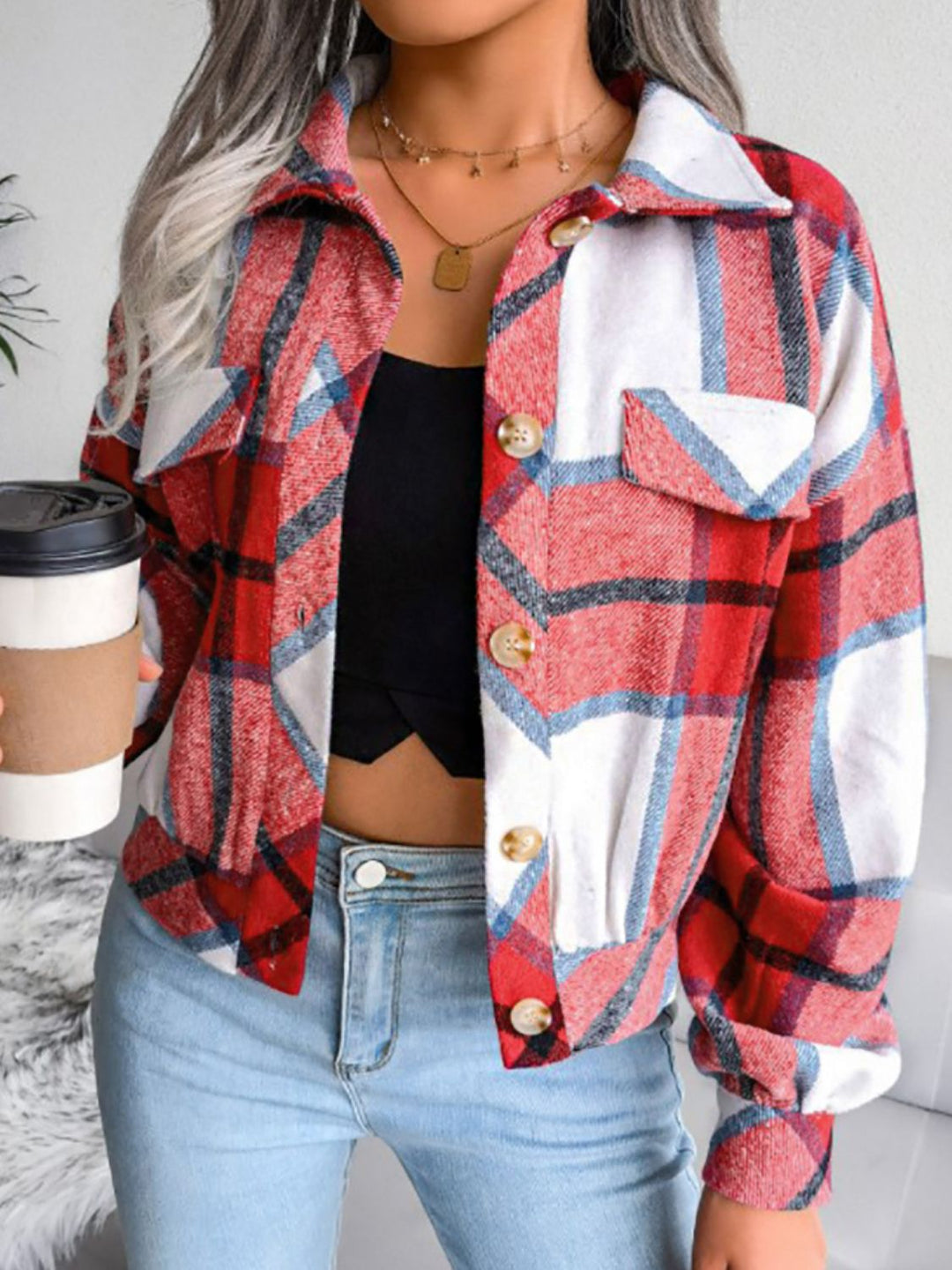 Falling For You Cropped Plaid Jacket