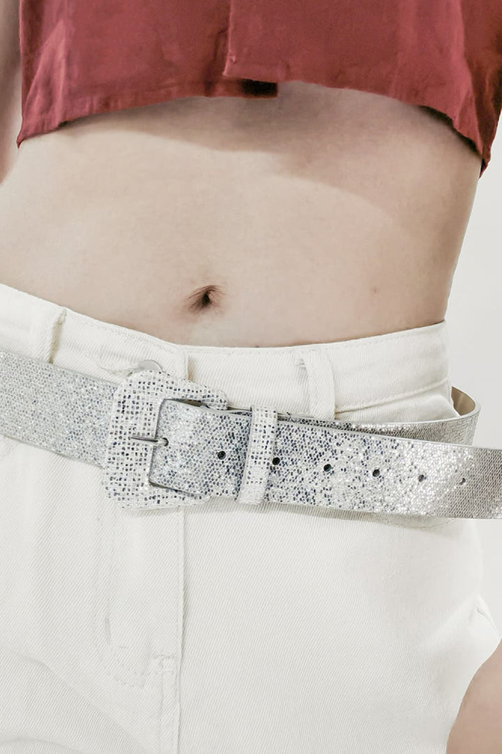 Glitter Wherever You Go Leather Belt