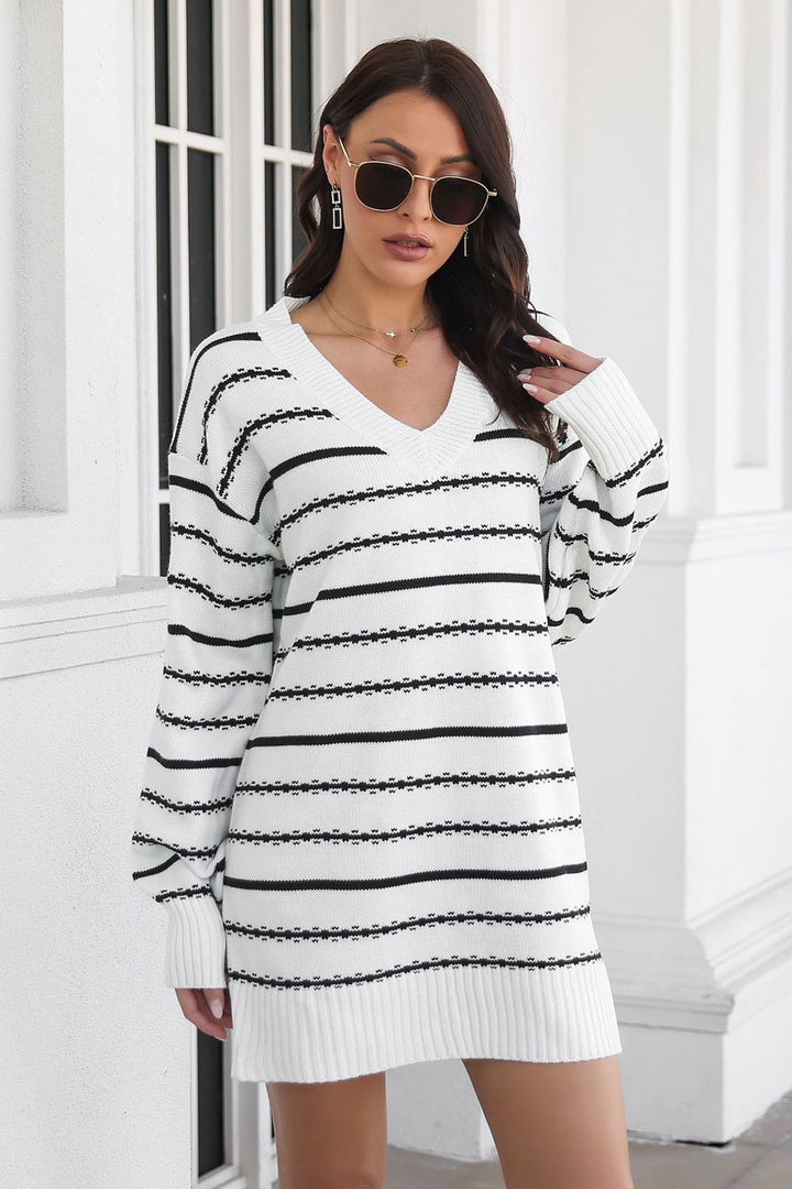 Darling Striped Mini Sweater Dress