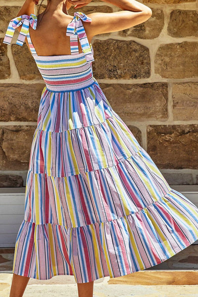 Show Your Stripes Smocked Midi Dress