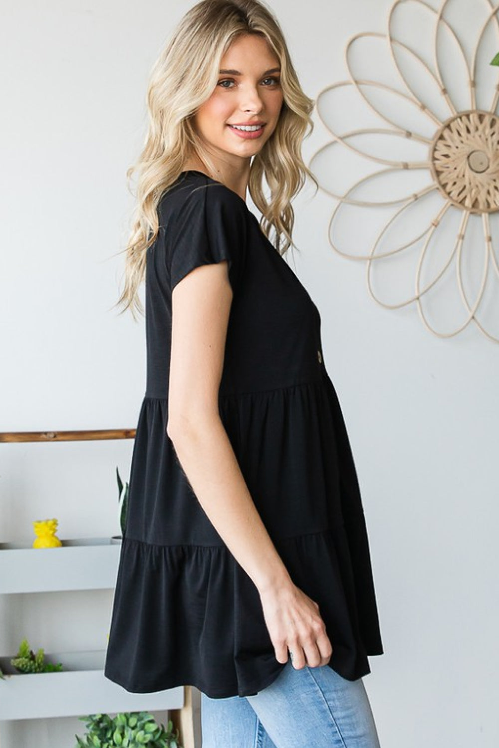 Melissa Button-Down Tiered Top