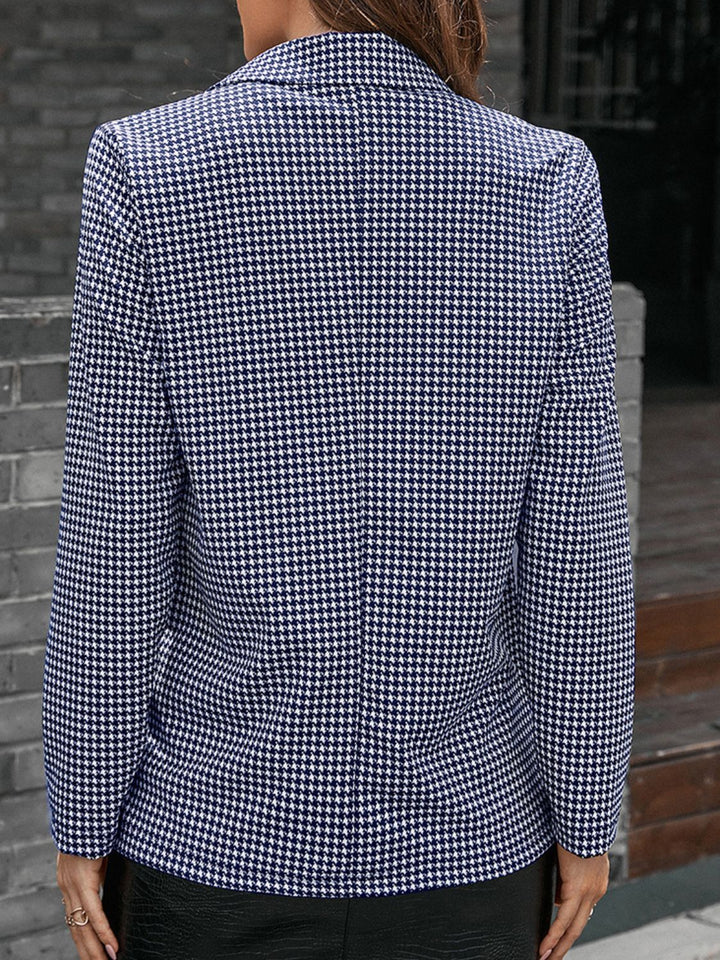 Emily Houndstooth Lapel Collar Blazer