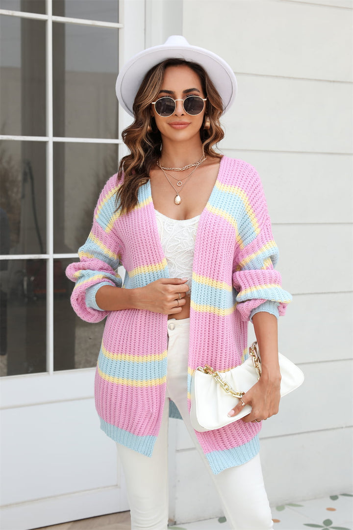 Floating Into Life Color Block Cardigan