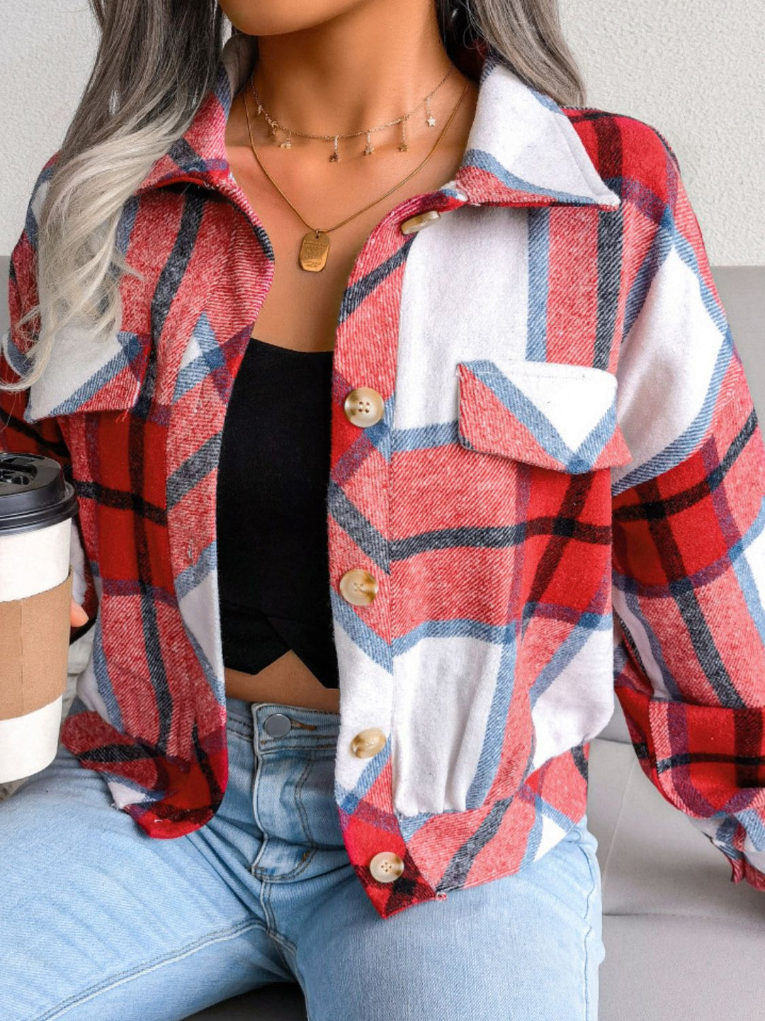 Falling For You Cropped Plaid Jacket