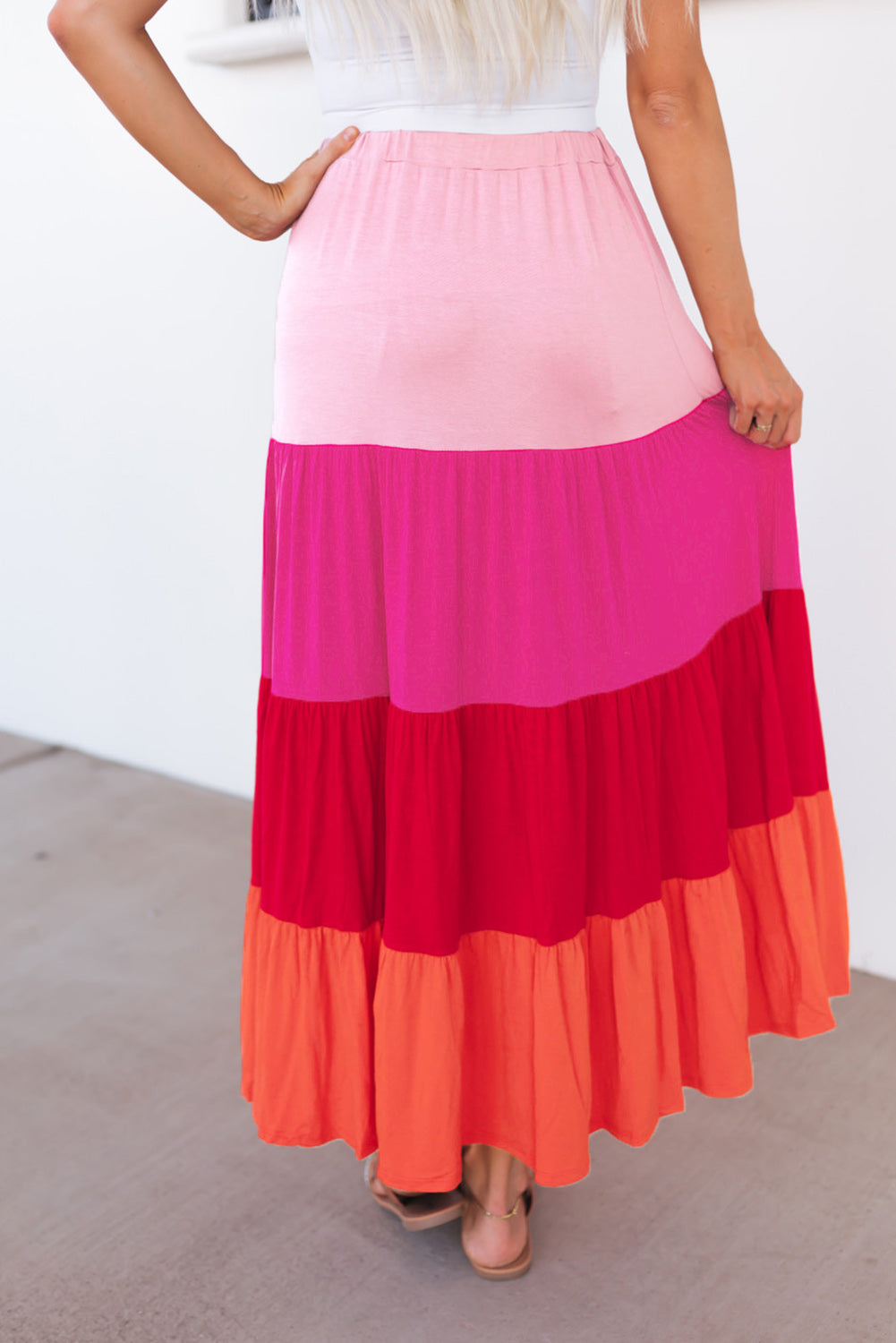 Bright And Beautiful Color Block Maxi Skirt