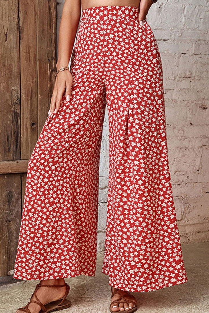 Deep Floral Flare Pants