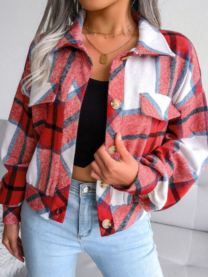 Falling For You Cropped Plaid Jacket