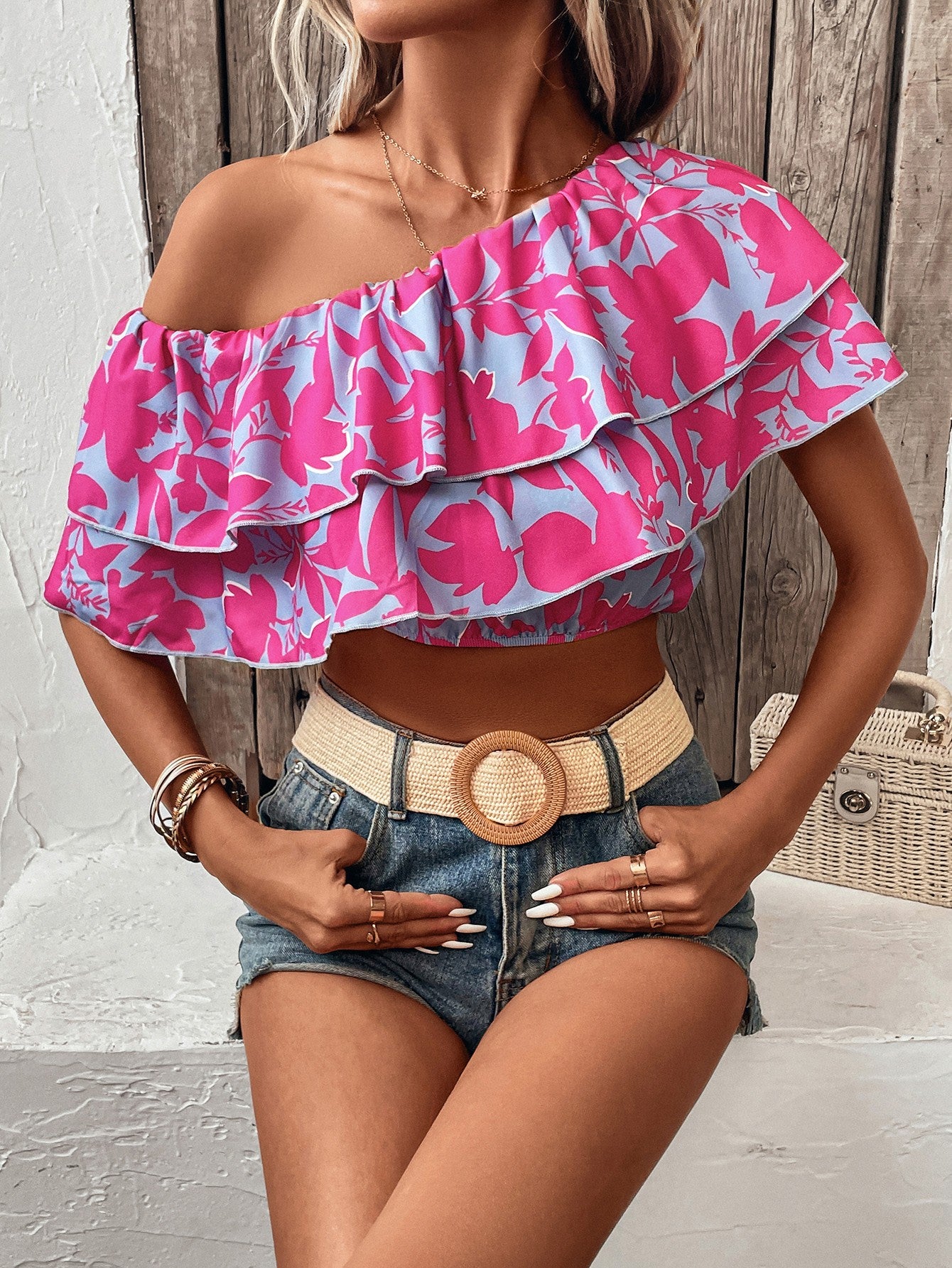 Island Adventure Floral Cropped Blouse