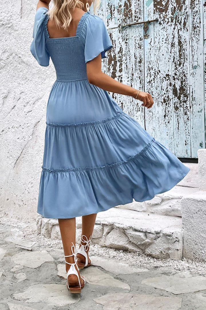 Travel Ready Frill Trim Midi Dress