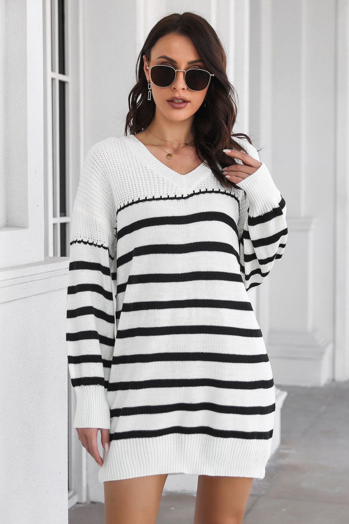 Central Park Striped Mini Sweater Dress