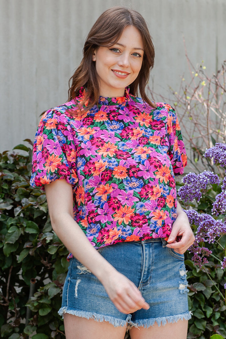 I'd Pick Me Floral Puff Sleeve Blouse