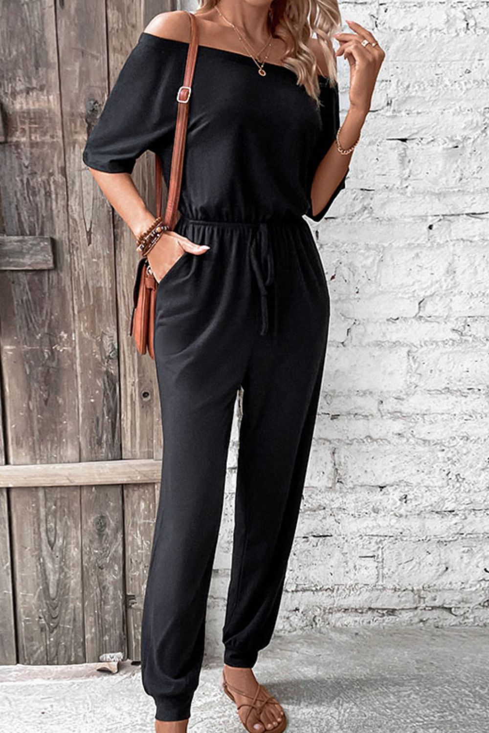 See Me Now Off-Shoulder Jumpsuit