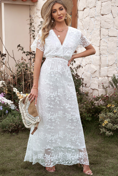 Casual Elegance Embroidered Maxi Dress
