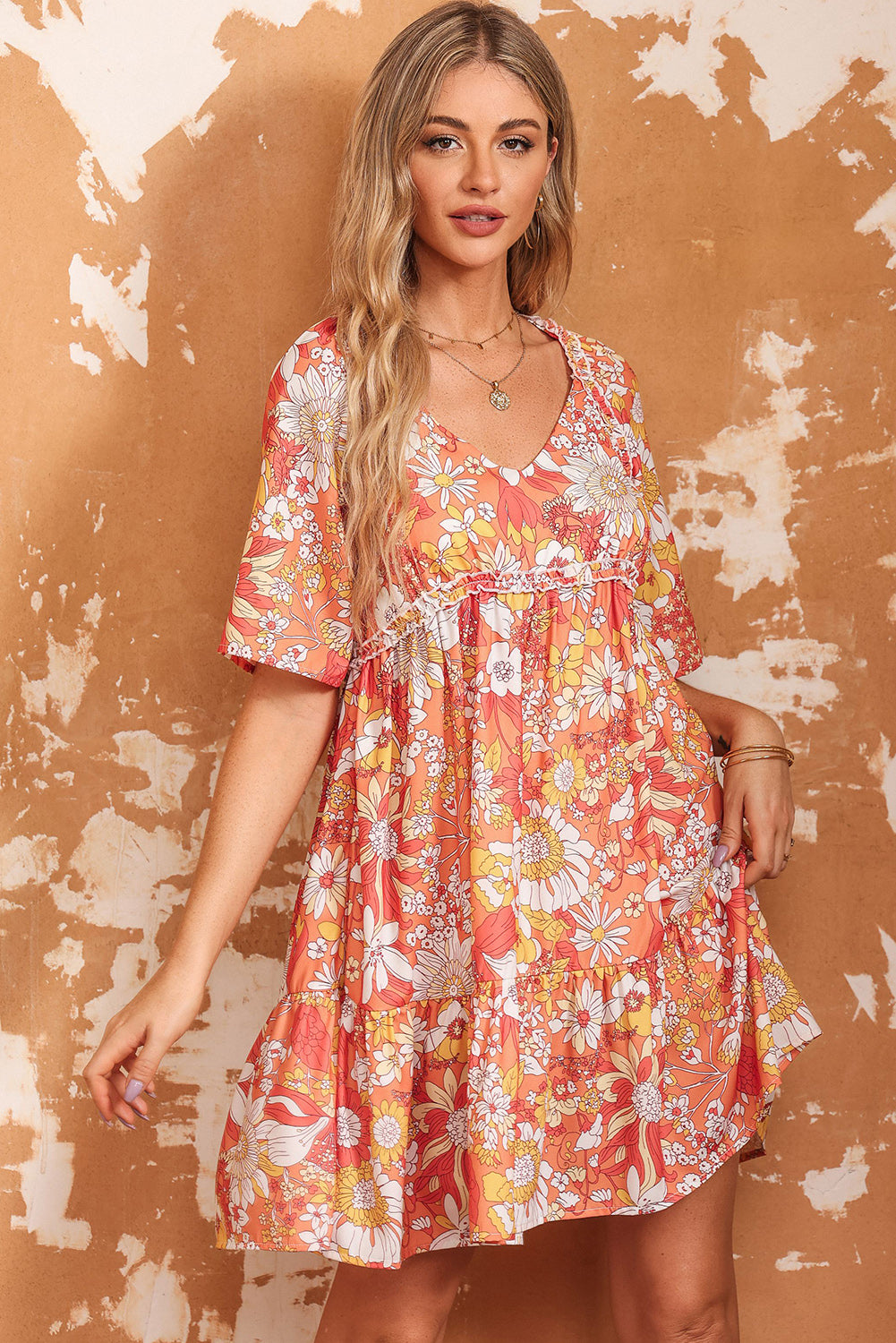 Where Flowers Bloom Floral Mini Dress