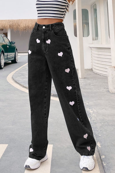 Heart For You Button Fly Jeans