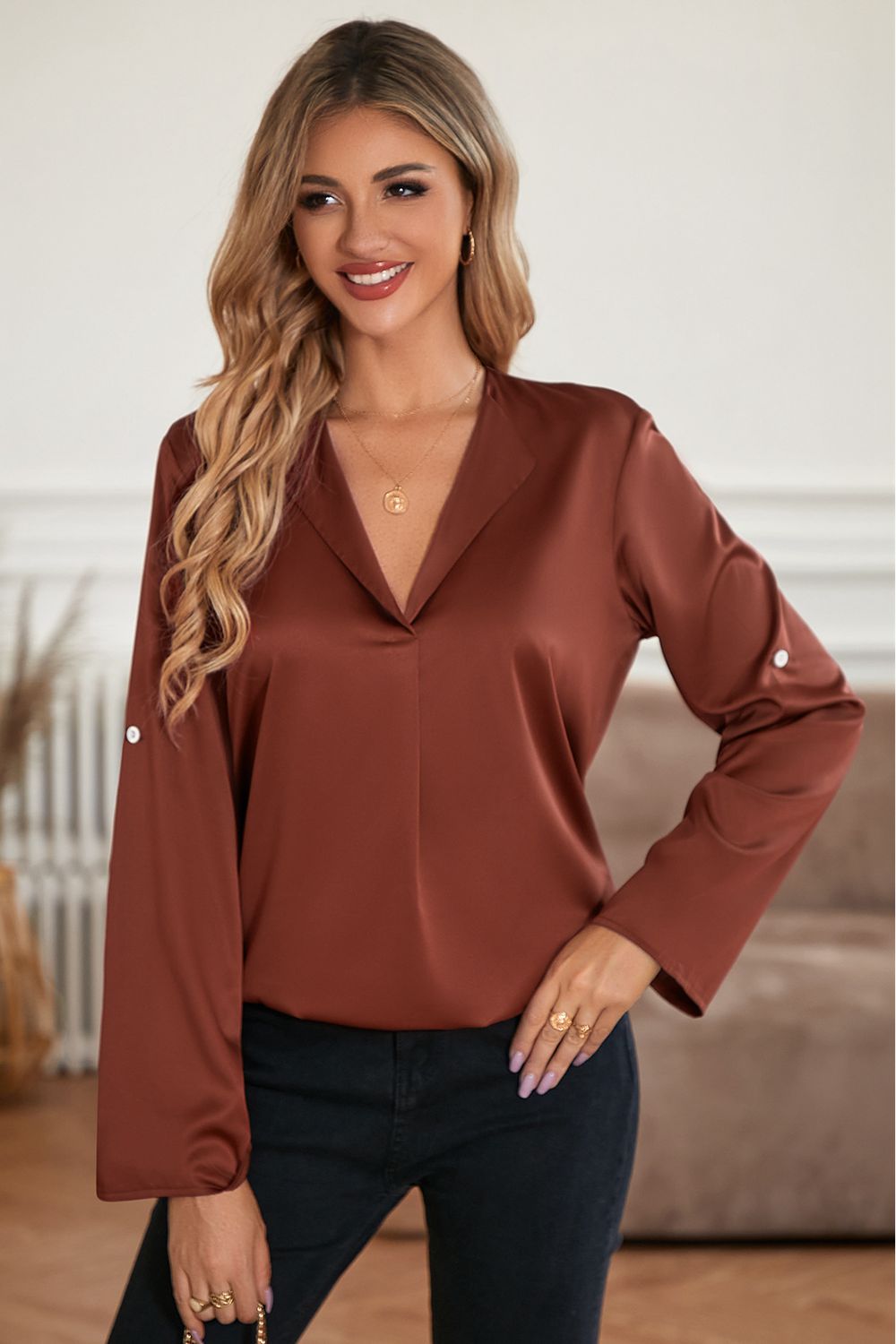Dream Of Me Roll-Tab Blouse