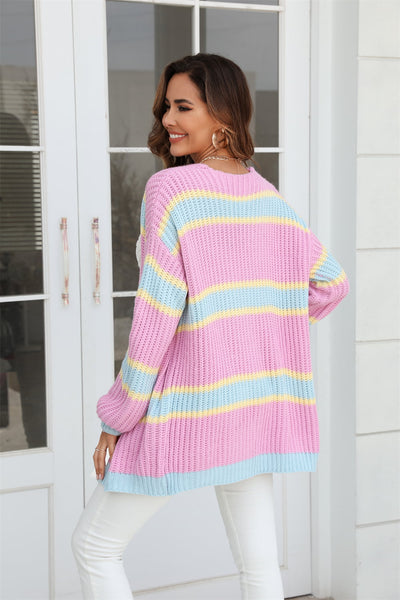 Floating Into Life Color Block Cardigan