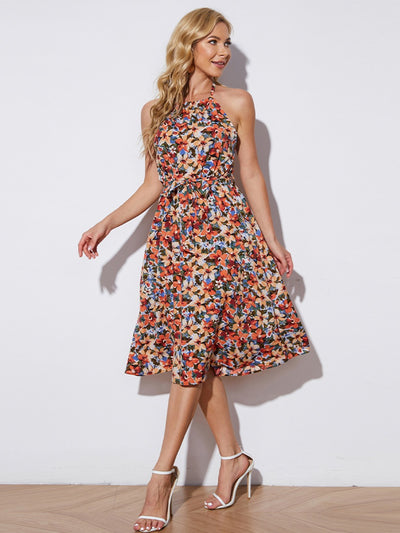 Always Blooming Floral Backless Midi Dress