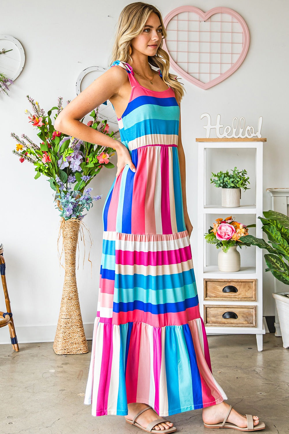 On The Coast Striped Maxi Dress