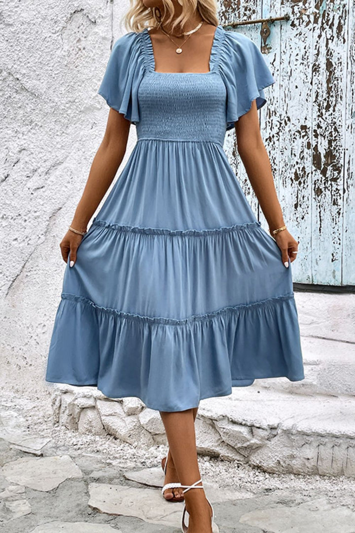 Travel Ready Frill Trim Midi Dress