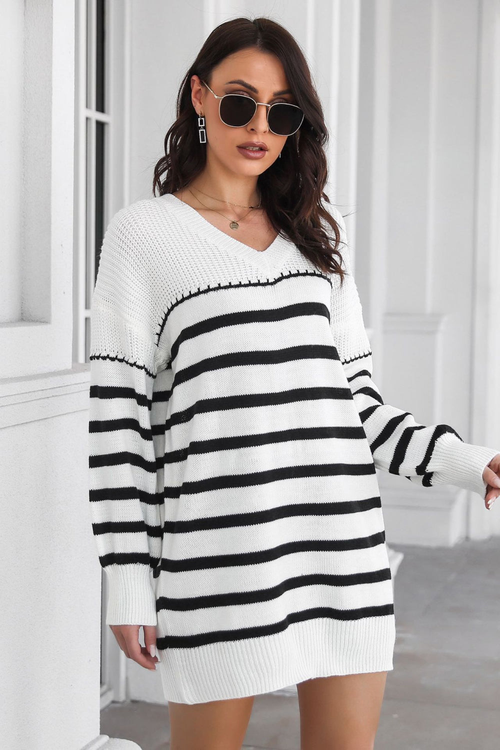 Central Park Striped Mini Sweater Dress