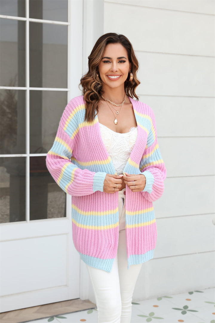 Floating Into Life Color Block Cardigan