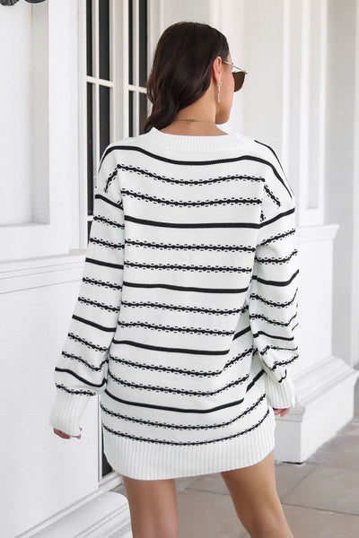 Darling Striped Mini Sweater Dress
