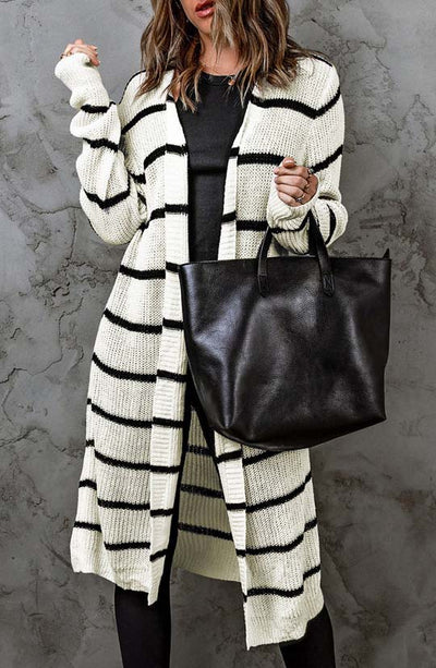 Always Keeping Cozy Striped Duster