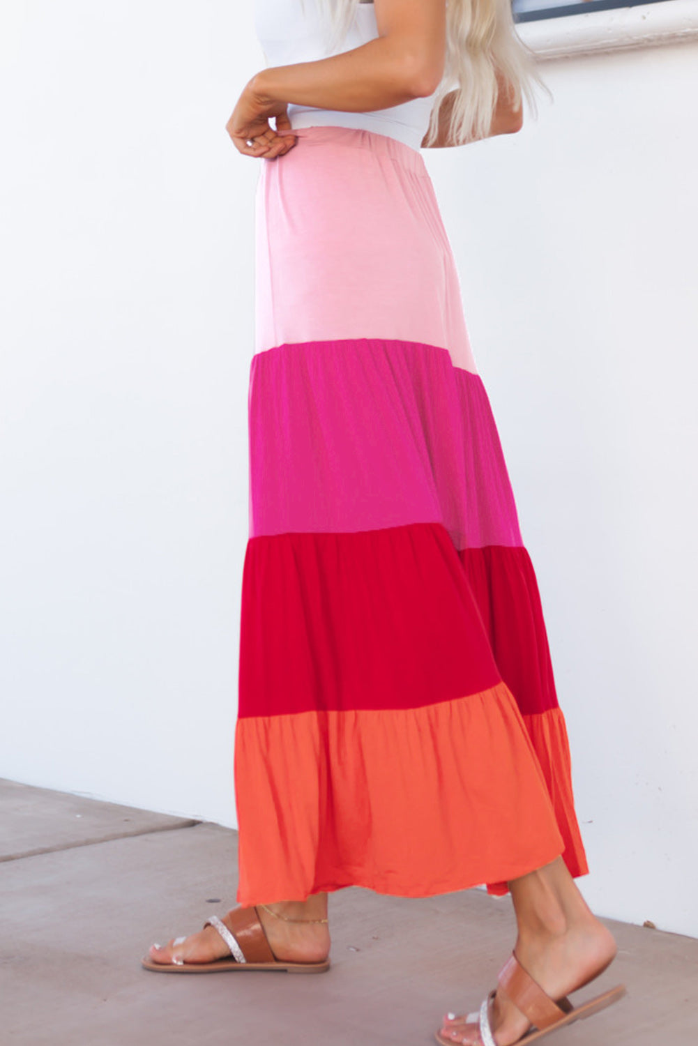 Bright And Beautiful Color Block Maxi Skirt