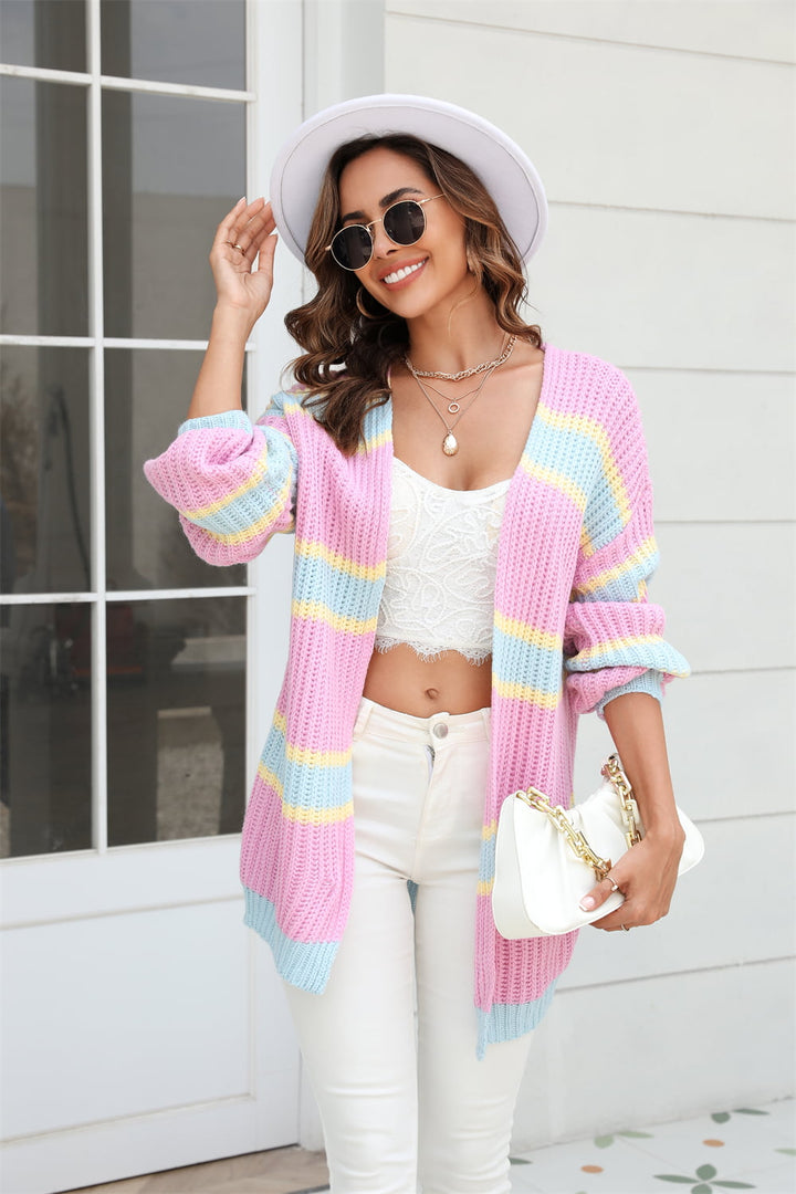 Floating Into Life Color Block Cardigan