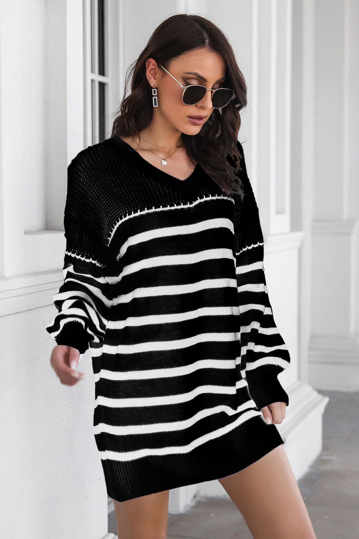 Central Park Striped Mini Sweater Dress