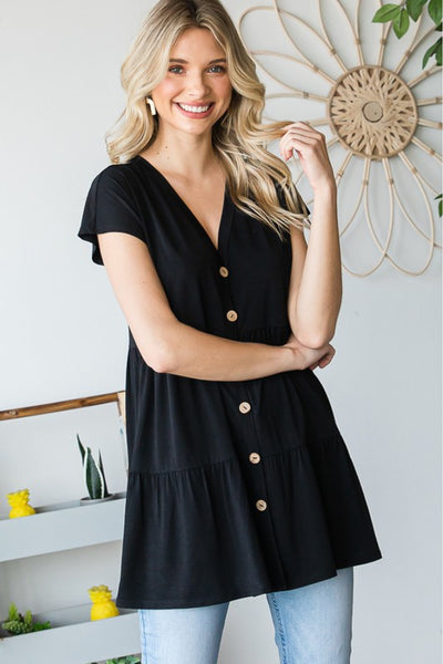 Melissa Button-Down Tiered Top