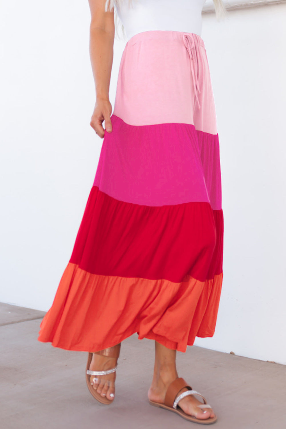 Bright And Beautiful Color Block Maxi Skirt