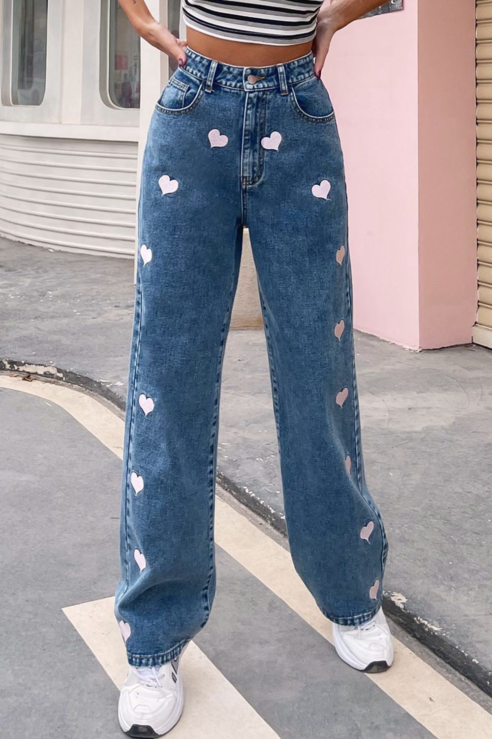 Heart For You Button Fly Jeans