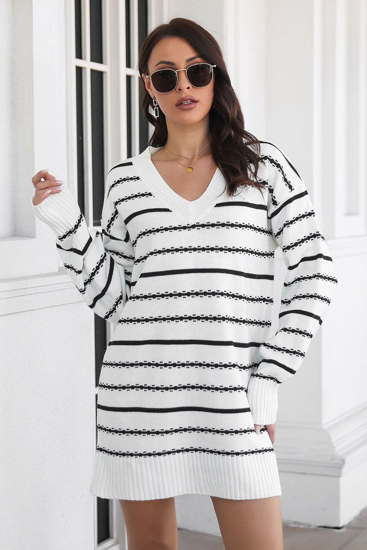 Darling Striped Mini Sweater Dress