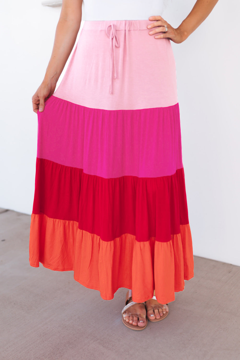 Bright And Beautiful Color Block Maxi Skirt