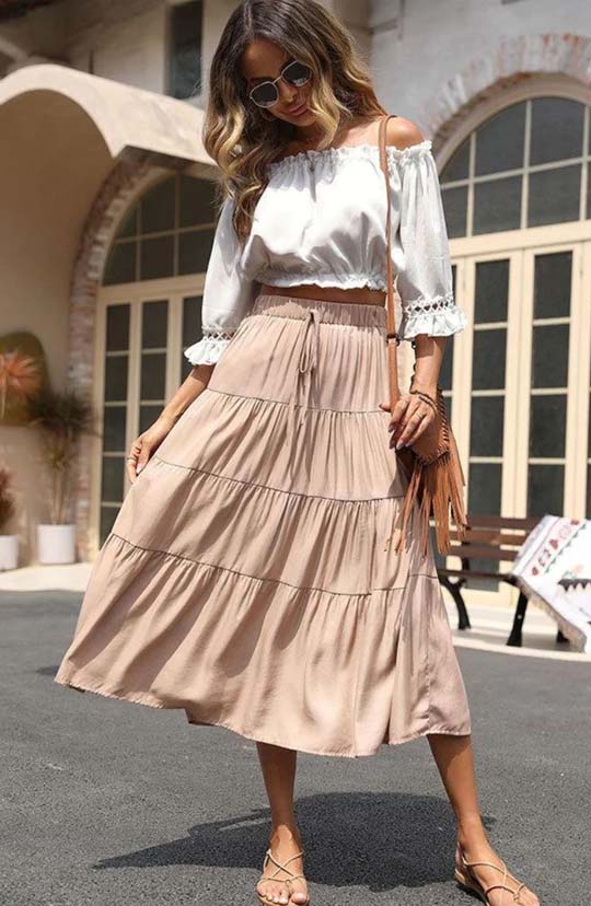 Go With The Flow Midi Skirt