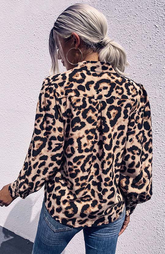 In The Jungle Leopard Button Down Blouse